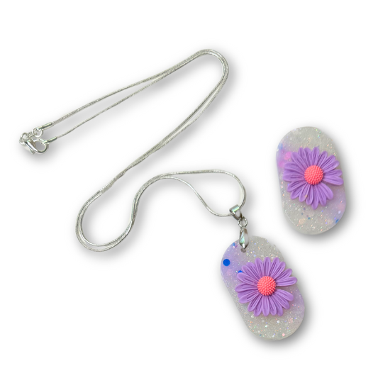 ♡ Pendant Clip Set | Purple Flower ♡