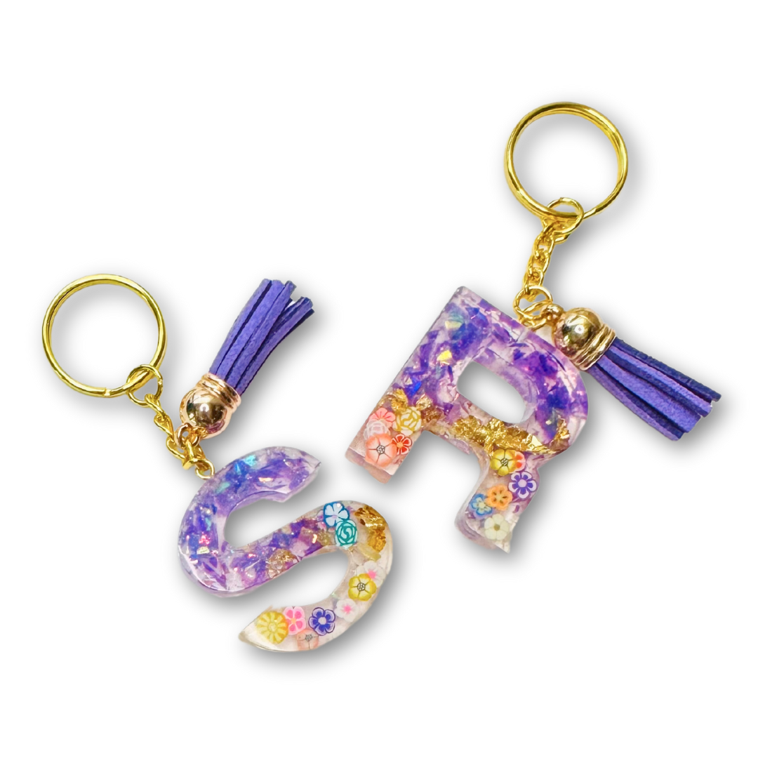 * Key Chain | Sparkle Flower Purple *