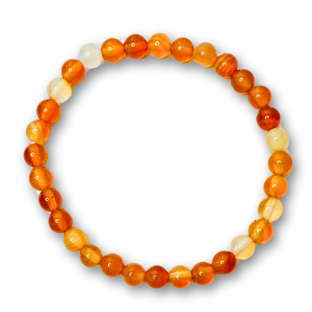 * Bracelet 6.5" | Natural Stone - Yellow Line Agate *