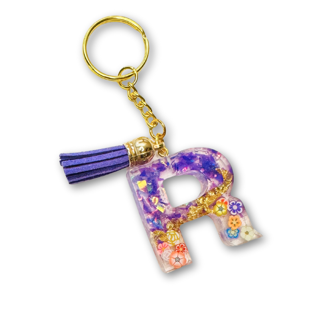 * Key Chain | Sparkle Flower Purple *