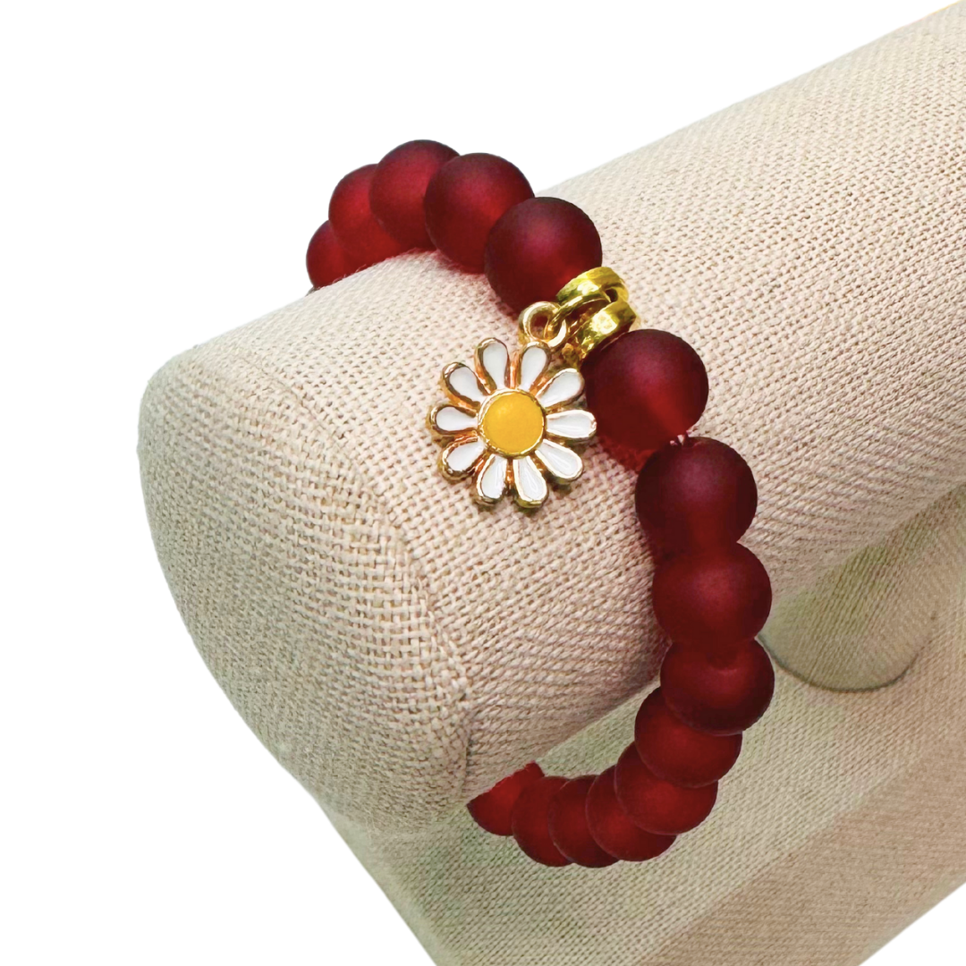 * Bracelet 6.5" | Maroon Flower *