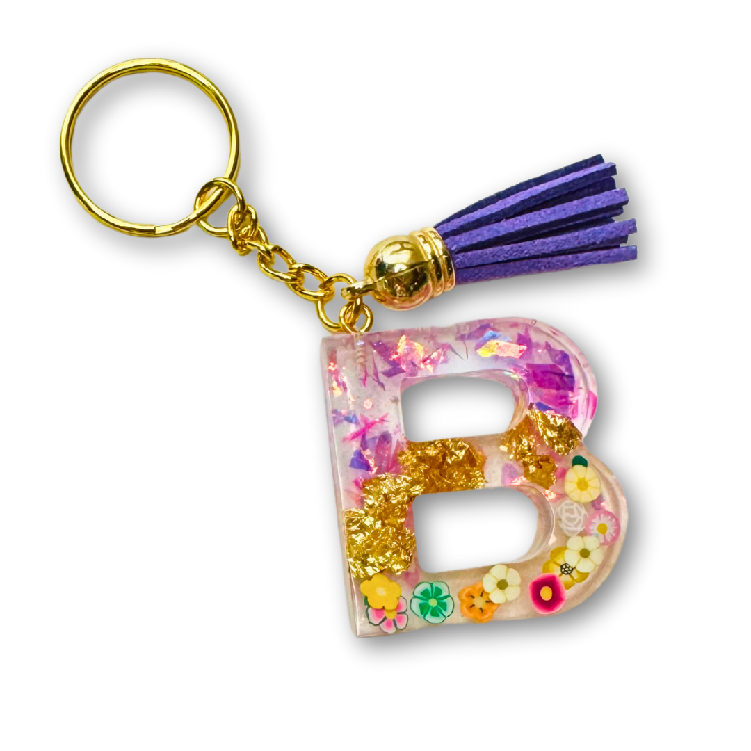 * Key Chain | Sparkle Flower Purple *