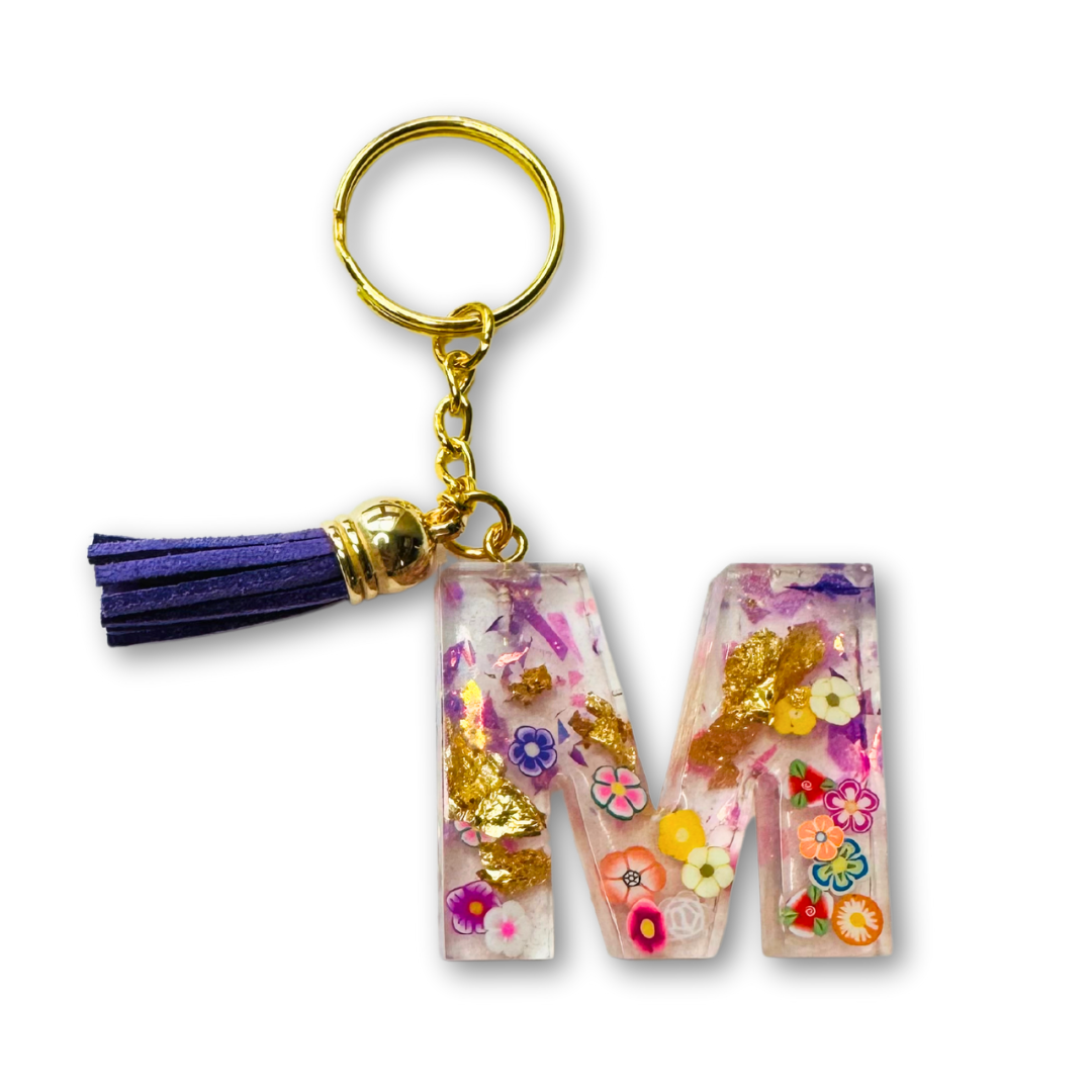 * Key Chain | Sparkle Flower Purple *