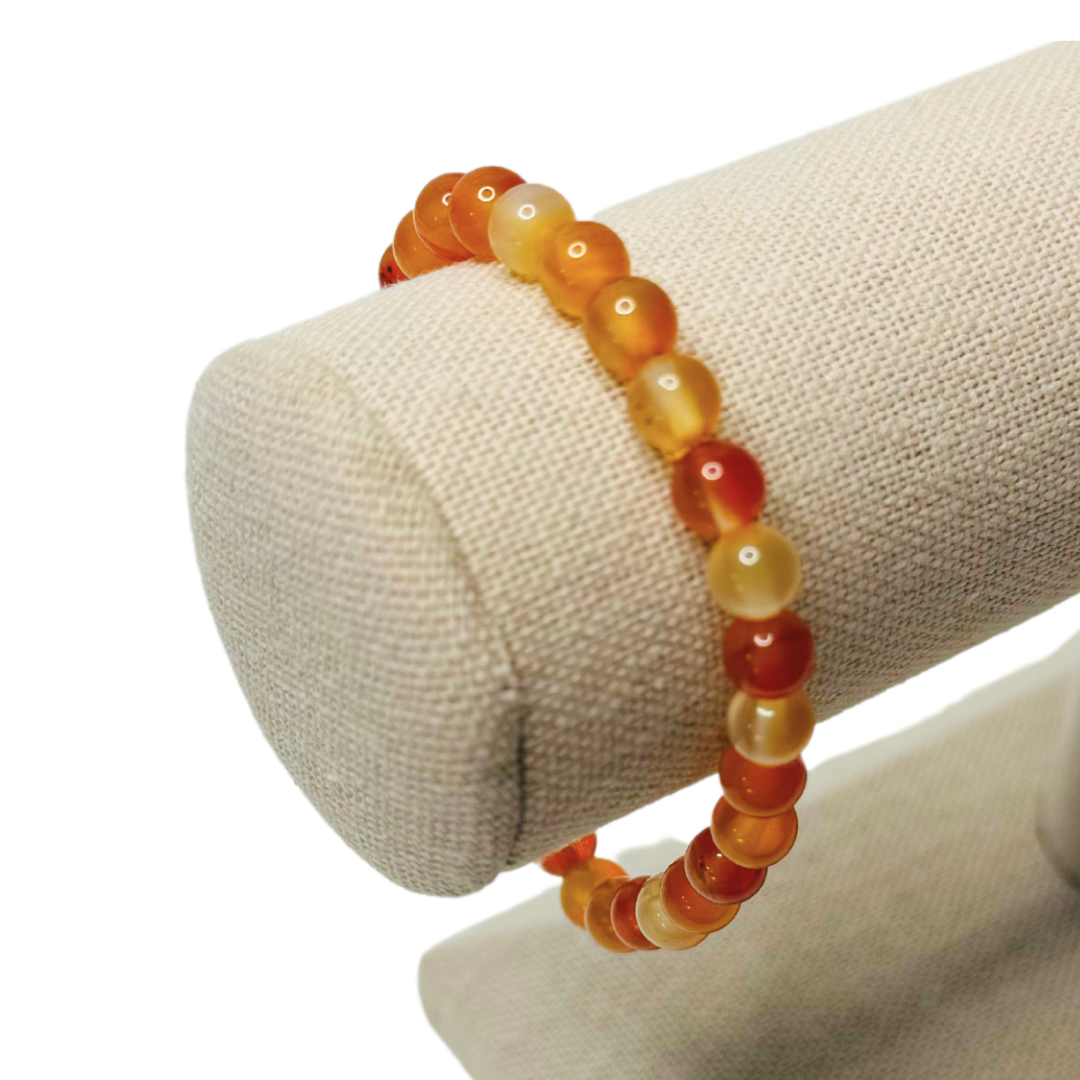 * Bracelet 6.5" | Natural Stone - Yellow Line Agate *