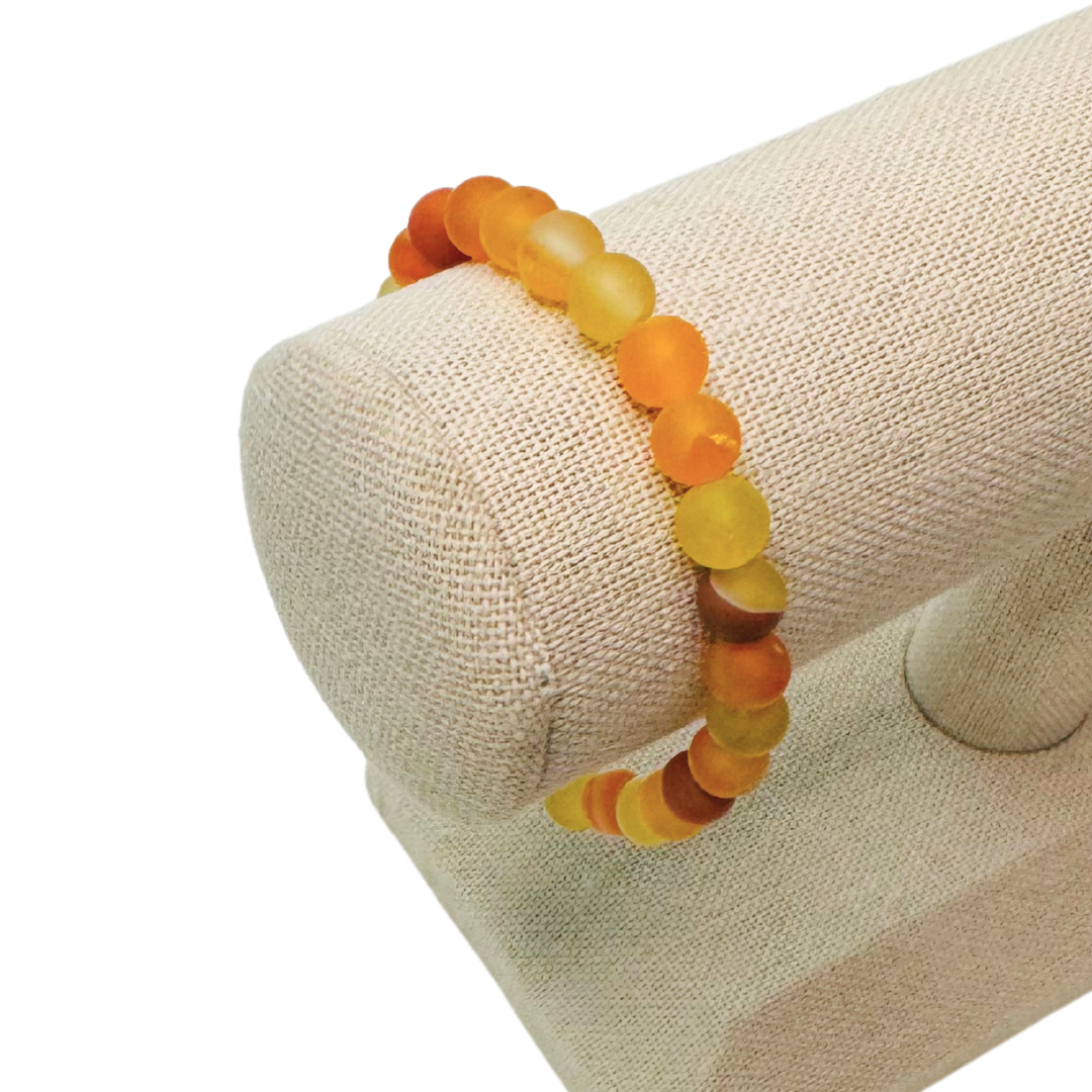 * Bracelet 6.5" | Natural Stone - Yellow Line Agate *