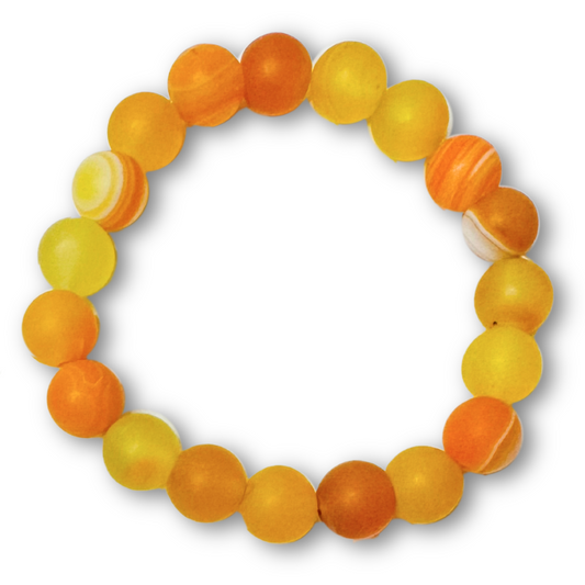 * Bracelet 6.5" | Natural Stone - Yellow Line Agate *