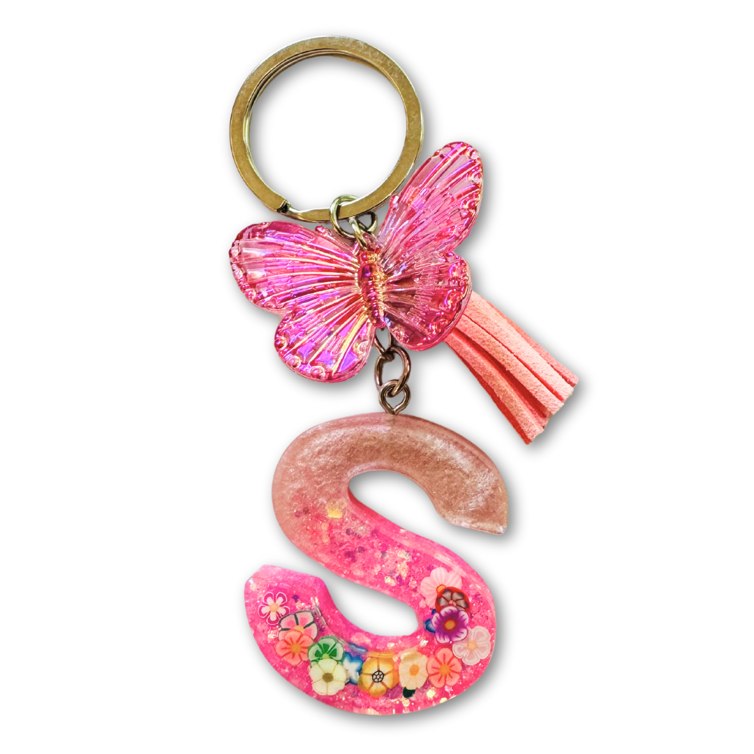 * Key Chain | Pink Floral Butterfly *