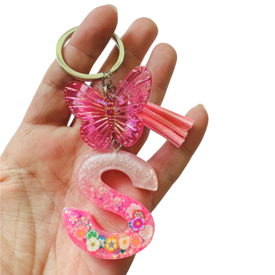 * Key Chain | Pink Floral Butterfly *