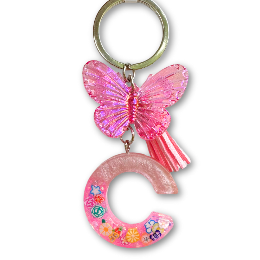 * Key Chain | Pink Floral Butterfly *