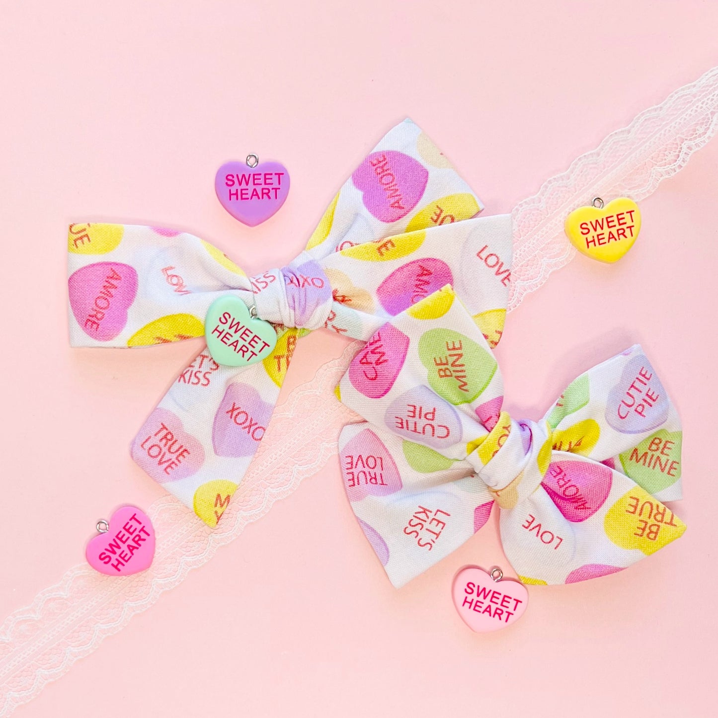 ♡ Conversation Hearts Bow ♡